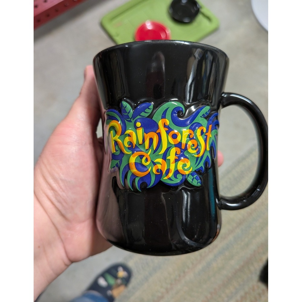 Rainforest Cafe Black Ceramic Tree Frog Handle Coffee Mug Microwave Safe